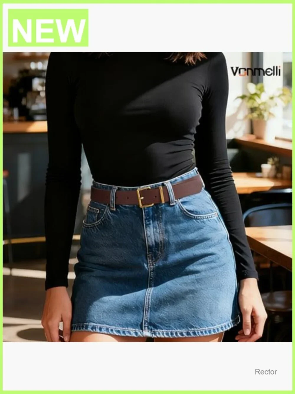 Faux Leather Belt with Square Gold Buckle - Adjustable for Jeans or Dresses